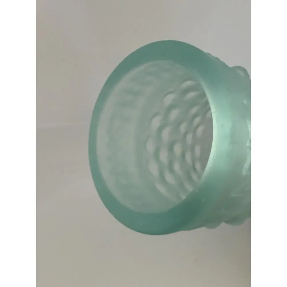 1972 Frantisek Pecený Candle Wax Glass Vase Czech Glass 7” Brutalist Light Aqua